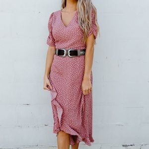 Macy Mauve Polka Dot Dress